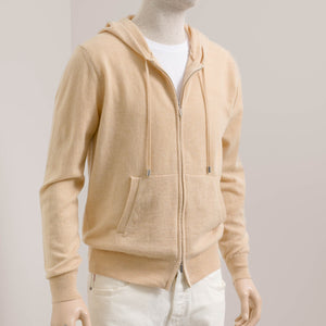 Goldoni | 1/1 Zip Hoodie | Medium knit (12GG) | Licht Bruin