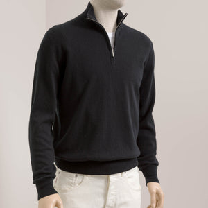 Zovo | 1/4 Rits | Medium knit (12GG) | Zwart